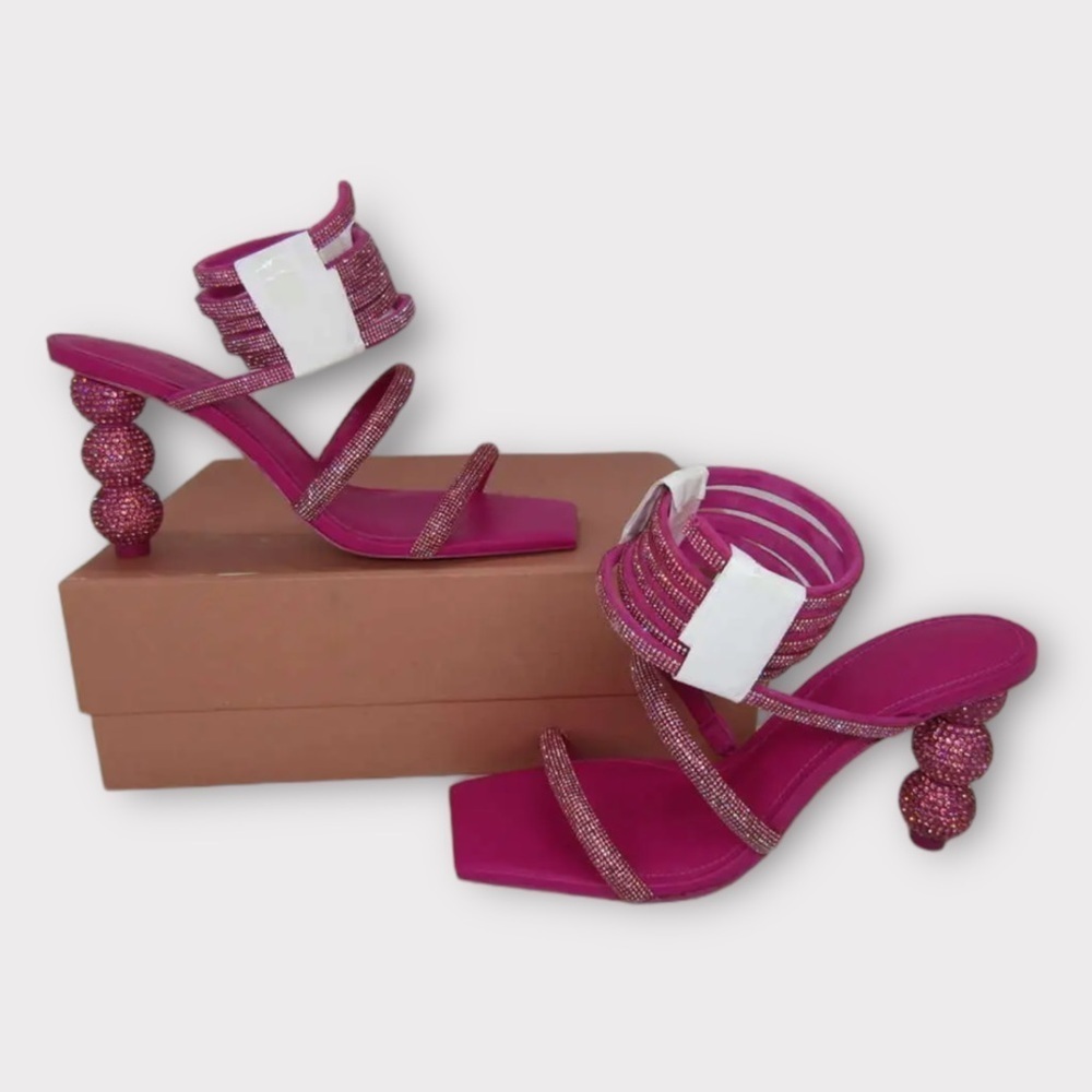 Cult Gaia Sandals Lislie Crystal Embellished Wrap Heels Sz 38 8 - Picture 7 of 13